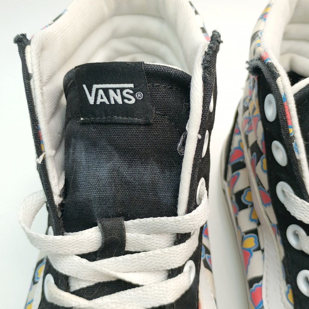 Vans Sk8-Hi Sneakers Women Size 8.5 Black Butterfly Checkerboard Canvas - Picture 10 of 11